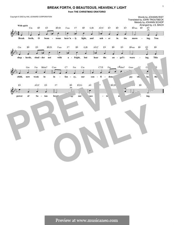 Brich an, du schönes Morgenlicht: Melodische Linie by Johann Schop