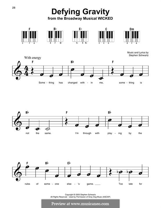 Defying Gravity (from the Broadway Musical Wicked): Melodische Linie by Stephen Schwartz