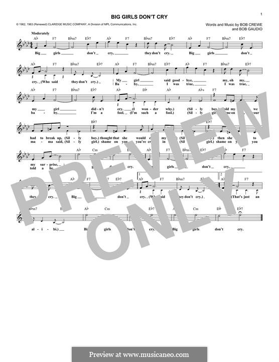 Big Girls Don't Cry (Frankie Valli and The Four Seasons): Melodische Linie by Bob Crewe, Bob Gaudio