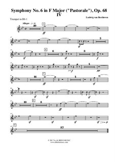 Teil IV. Gewitter, Sturm: Trompete in B 1 (transponierte Stimme) by Ludwig van Beethoven