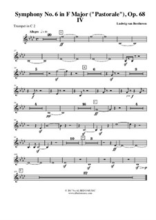 Teil IV. Gewitter, Sturm: Trompete in C 2 (transponierte Stimme) by Ludwig van Beethoven
