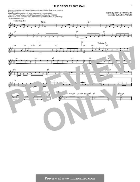 The Creole Love Call (Duke Ellington): Melodische Linie by Billy Strayhorn