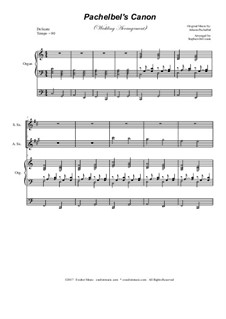 Trio instrument version: For soprano, alto saxophone and organ by Johann Pachelbel