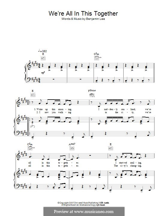 We're All in This Together: Für Stimme und Klavier (oder Gitarre) by Ben Lee