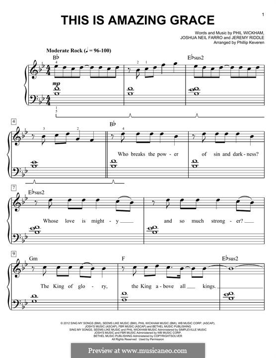 This is Amazing Grace: Für Klavier by Joshua Farro, Jeremy Riddle, Phil Wickham