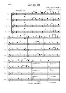 7 Songs of Glory for flute quartet (2 C flutes, alto flute, bass flute): Just as I am by Robert Lowry, William Howard Doane, Charles Wesley, William Batchelder Bradbury, Charles Hutchinson Gabriel, Edwin Othello Excell, Daniel B. Towner