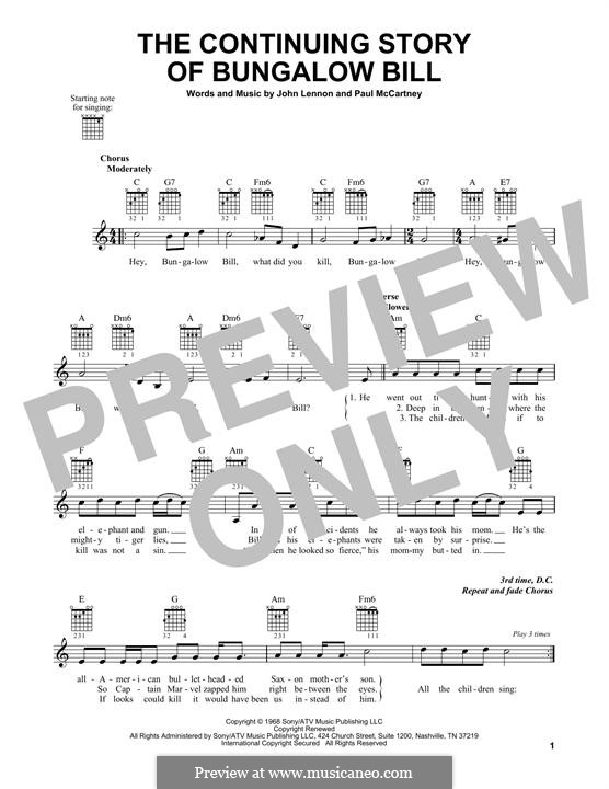 The Continuing Story of Bungalow Bill (The Beatles): Für Gitarre mit Tabulatur by John Lennon, Paul McCartney