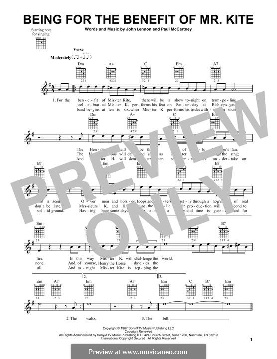 Being for the Benefit of Mr Kite (The Beatles): Für Gitarre mit Tabulatur by John Lennon, Paul McCartney