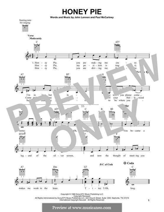 Honey Pie (The Beatles): Für Gitarre mit Tabulatur by John Lennon, Paul McCartney