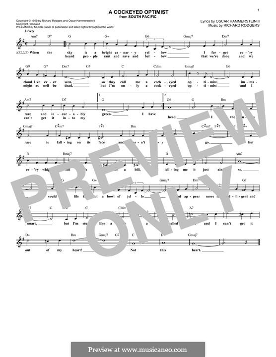 A Cockeyed Optimist: Melodische Linie by Richard Rodgers