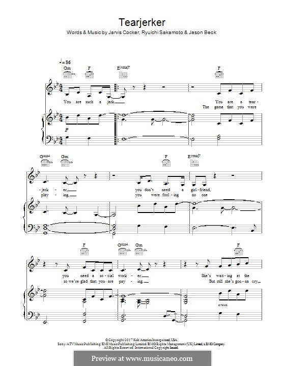 Tearjerker (Chilly Gonzales): Für Stimme und Klavier (oder Gitarre) by Jarvis Cocker, Jason Beck, Ryuichi Sakamoto