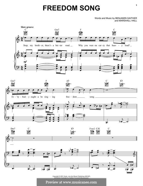 Freedom Song: Für Stimme und Klavier (oder Gitarre) by Benjamin Gaither, Marshall Hall