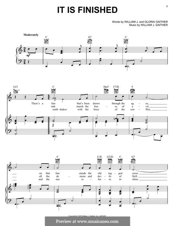 It Is Finished: Für Stimme und Klavier (oder Gitarre) by Gloria Gaither, William J. Gaither