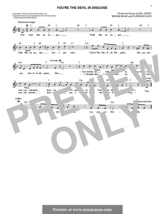 (You're The) Devil in Disguise (Elvis Presley): Melodische Linie by Bernie Baum, Bill Giant, Florence Kaye