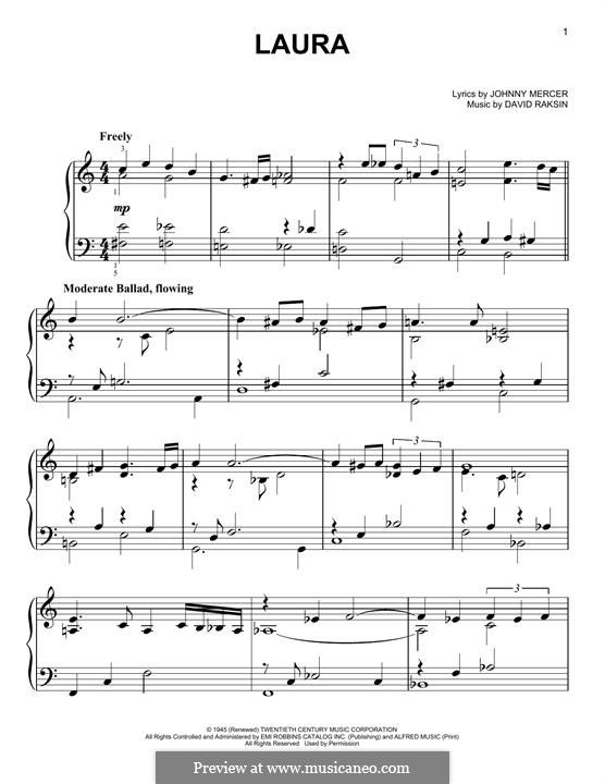 Laura (Frank Sinatra): Für Klavier by David Raksin