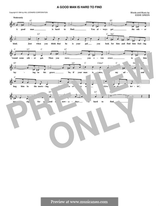 A Good Man Is Hard to Find: Melodische Linie by Eddie Green