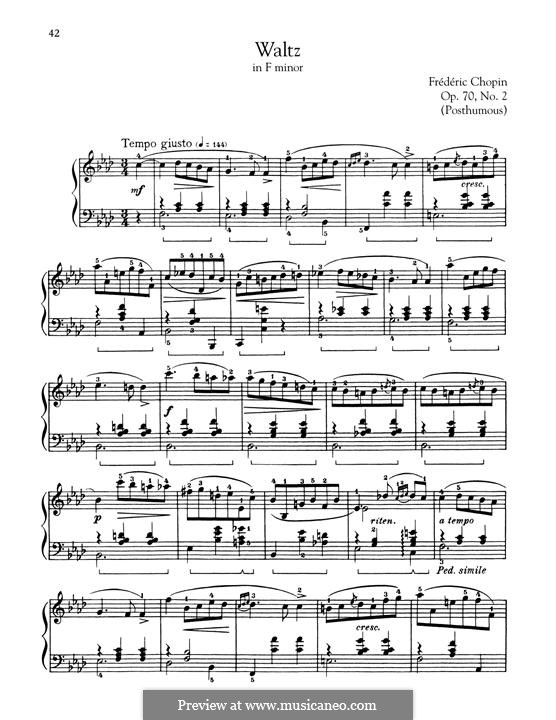 Walzer, Op. posth.70: No.2 in F Minor by Frédéric Chopin