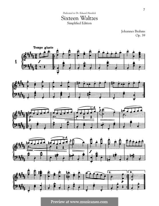 Vollständiger Satz: Simplified edition by Johannes Brahms