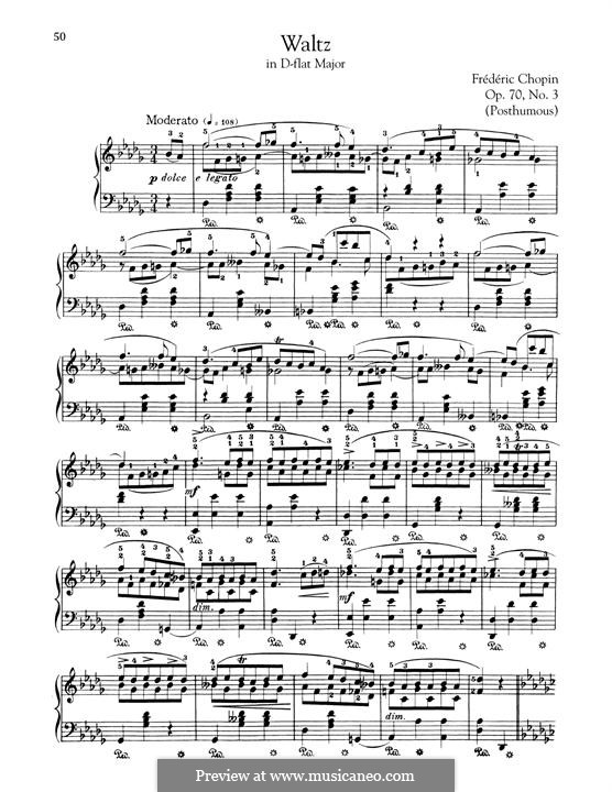 Walzer, Op. posth.70: No.3 in D Flat Major by Frédéric Chopin