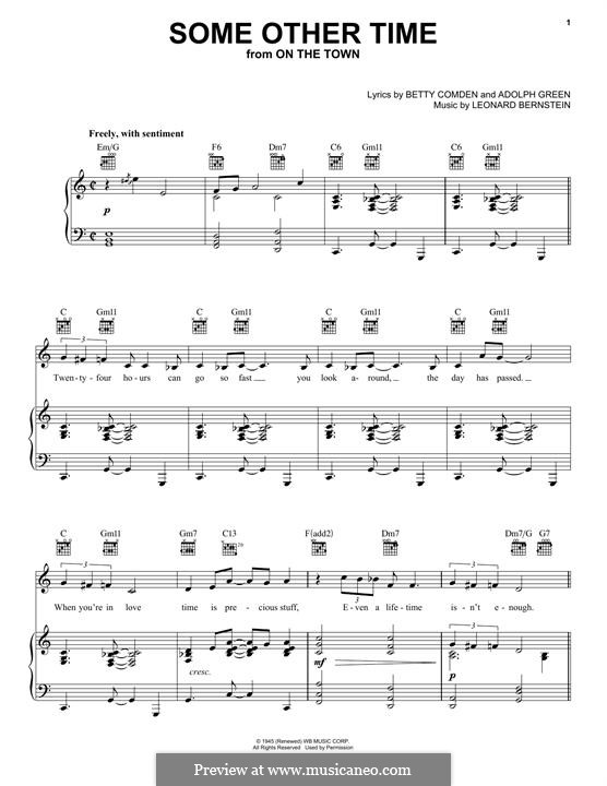 Some Other Time (from On The Town) : Für Stimme und Klavier (oder Gitarre) by Leonard Bernstein