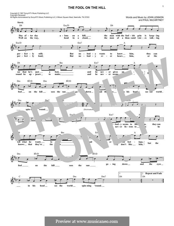 The Fool on the Hill (The Beatles): Melodische Linie by John Lennon, Paul McCartney