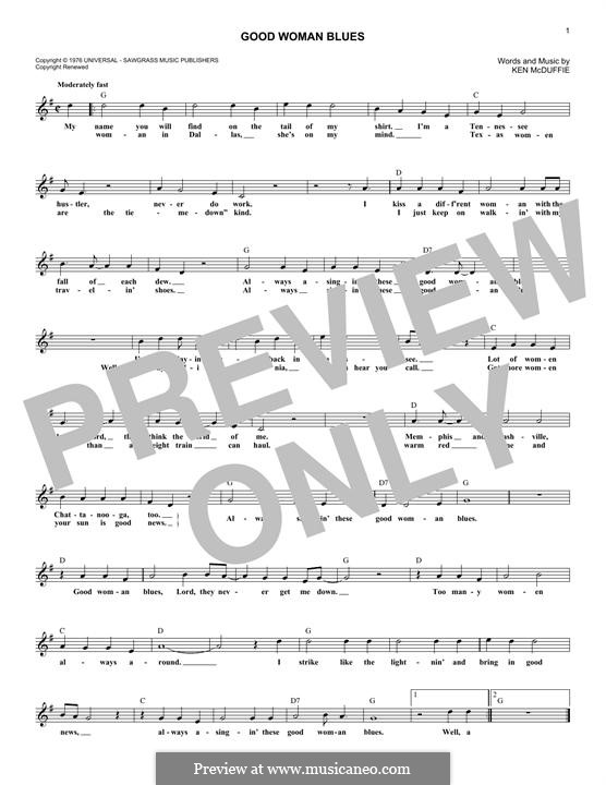 Good Woman Blues (Mel Tillis): Melodische Linie by Ken McDuffie