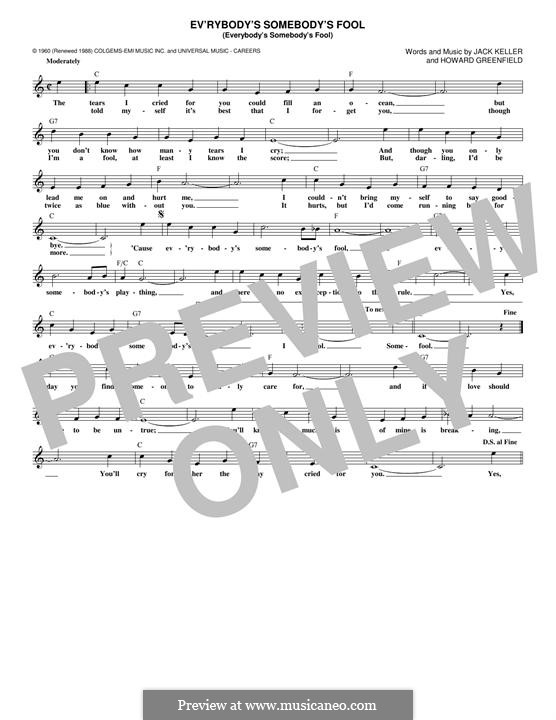 Ev'rybody's Somebody's Fool (Everybody's Somebody's Fool): Melodische Linie by Howard Greenfield, Jack Keller