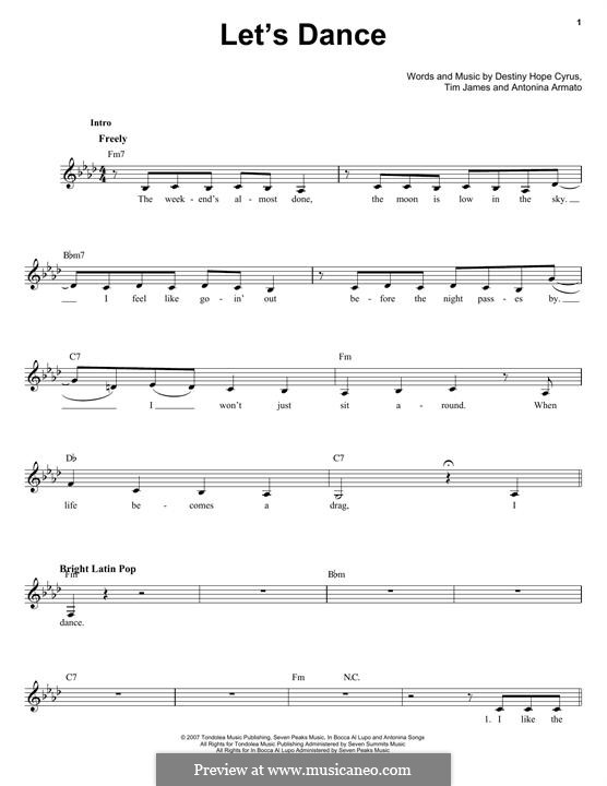 Let's Dance (Hannah Montana): Melodische Linie by Antonina Armato, Destiny Hope Cyrus, Timothy James