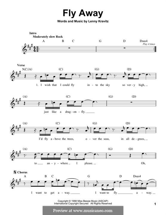Fly Away von L. Kravitz Noten auf MusicaNeo