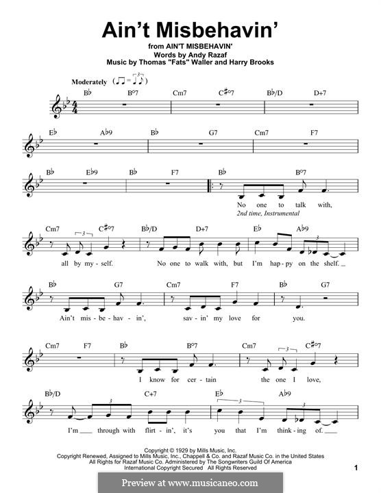 Ain't Misbehavin': Melodische Linie by Fats Waller, Harry Brooks