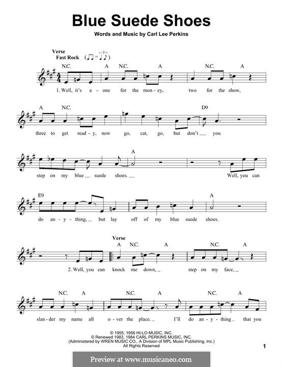 Blue Suede Shoes (Elvis Presley): Melodische Linie by Carl Lee Perkins