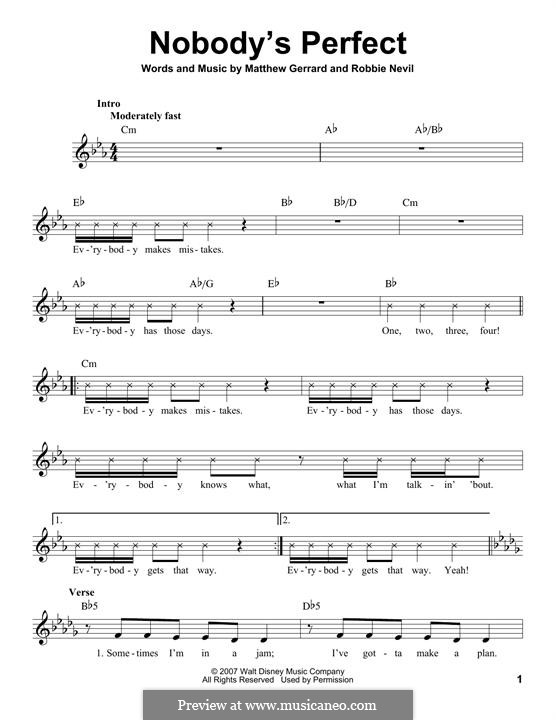 Nobody's Perfect (Hannah Montana): Melodische Linie by Matthew Gerrard, Robbie Nevil