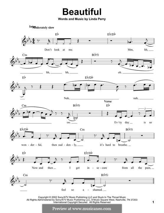 Beautifull (Christina Aguilera & Beverly McClellan): Melodische Linie by Linda Perry