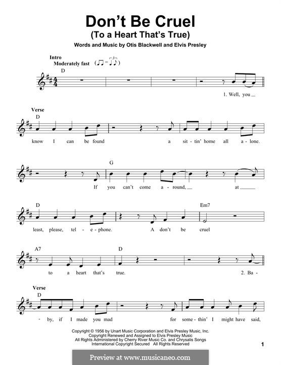 Don't Be Cruel von E. Presley, O. Blackwell Noten auf MusicaNeo