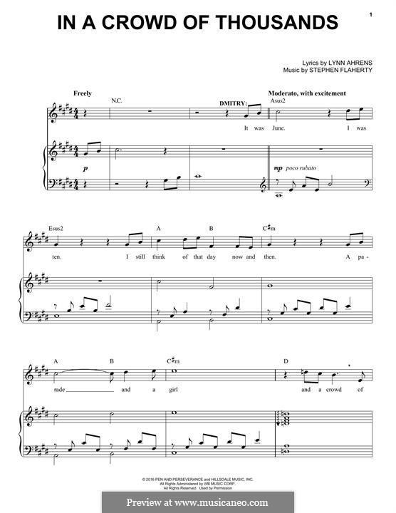 In a Crowd of Thousands: Für Stimme und Klavier by Lynn Ahrens, Stephen Flaherty