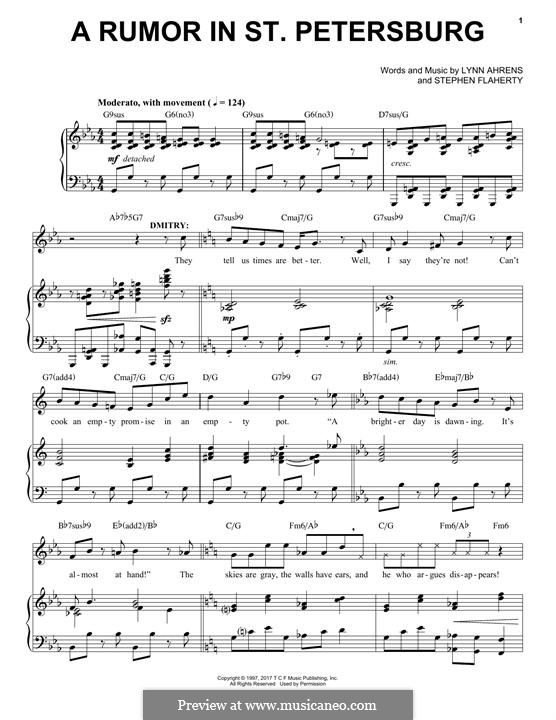 A Rumor in St. Petersburg: Für Stimme und Klavier by Lynn Ahrens, Stephen Flaherty