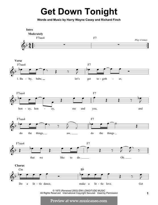 Get Down Tonight (KC & The Sunshine Band): Melodische Linie by Harry Wayne Casey, Richard Finch
