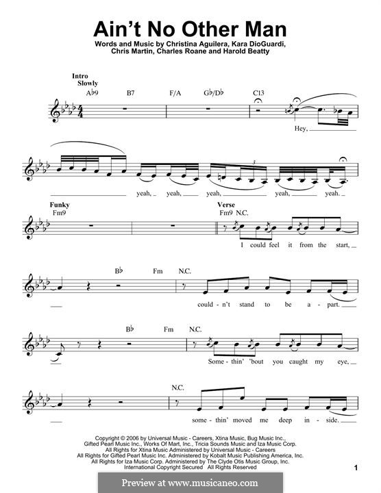 Ain't No Other Man: Melodische Linie by Charles Roane, Christina Aguilera, DJ Premier, Harold Beatty, Kara DioGuardi