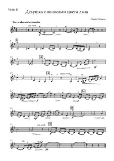 Nr.8 Das Mädchen mit dem flachsfarbenen Haar: For strings and piano – violin II part by Claude Debussy