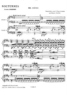 Drei Nocturnes, L.91: Nr.3 Sirènes. Bearbeitung für zwei Klaviere, vierhändig by Claude Debussy