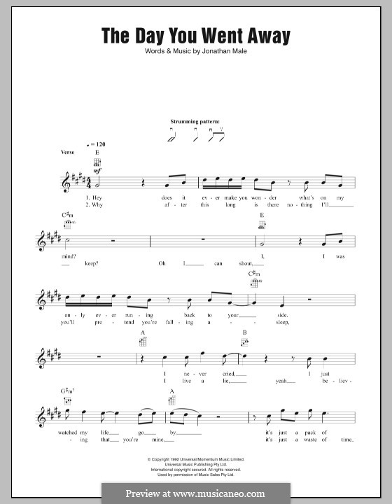 The Day You Went Away von J. Male - Noten auf MusicaNeo