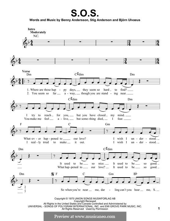 S.O.S. (ABBA): Melodische Linie by Benny Andersson, Björn Ulvaeus, Stig Anderson