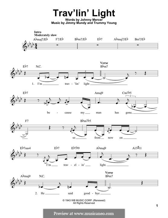 Trav'lin' Light (Billie Holiday): Melodische Linie by Jimmy Mundy, Trummy Young