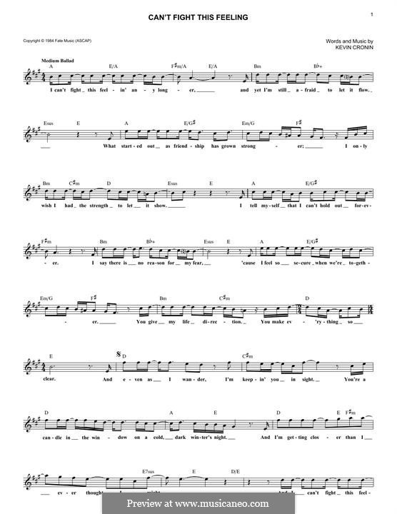 Can't Fight This Feeling: Melodische Linie by Kevin Cronin