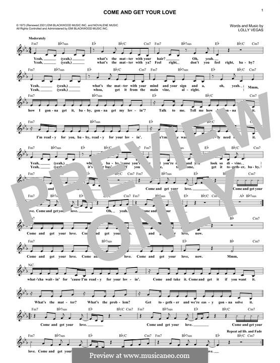 Come and Get Your Love: Melodische Linie by Lolly Vegas