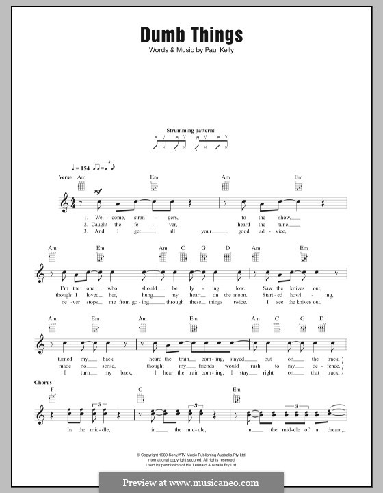 Dumb Things: Für Ukulele by Paul Kelly