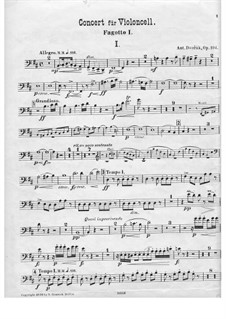 Konzert für Cello und Orchester in h-Moll, B.191 Op.104: Fagottstimme I by Antonín Dvořák