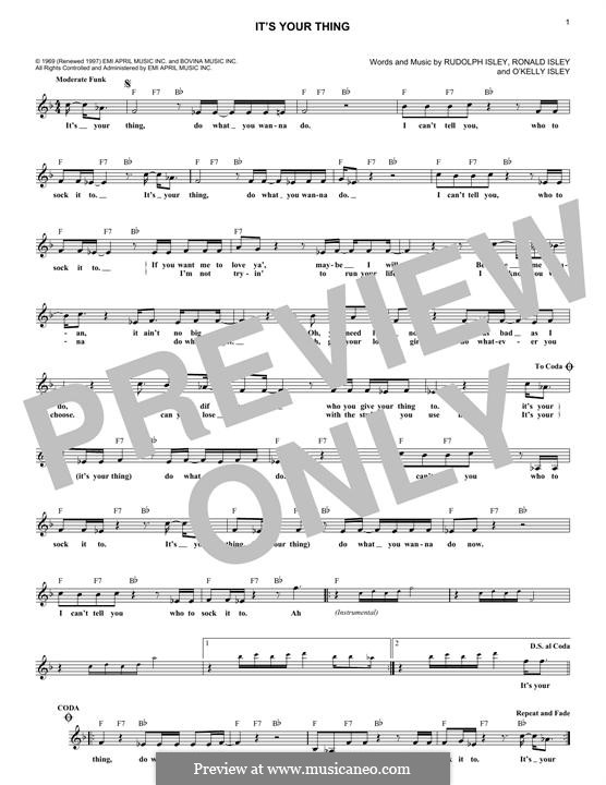 It's Your Thing (The Isley Brothers): Melodische Linie by O'Kelly Isley, Ronald Isley, Rudolph Isley