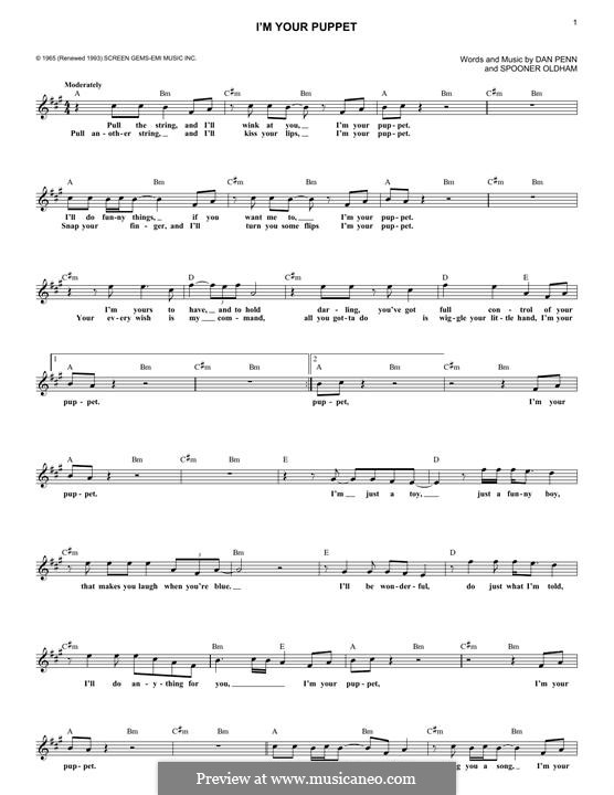I'm Your Puppet (James & Bobby Purify): Melodische Linie by Dan Penn, Spooner Oldham
