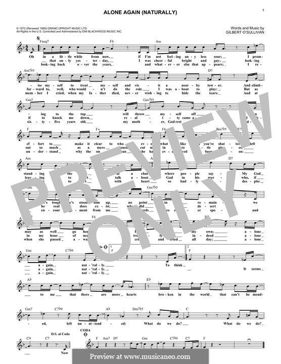 Alone Again (Naturally): Melodische Linie by Gilbert O'Sullivan